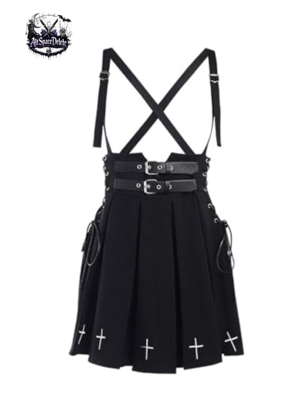 Halter Pleated Skater Mini Skirt High Waist Lace-Up Gothic Y2k